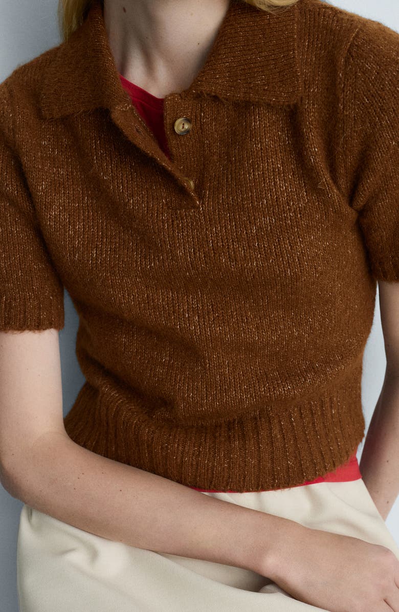 MANGO Crop Polo Sweater, Alternate, color, 