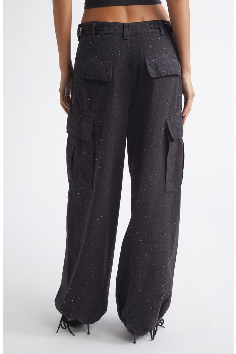 Crystal Embellished Cargo Pants, Alternate, color, WASHED JET BLACK