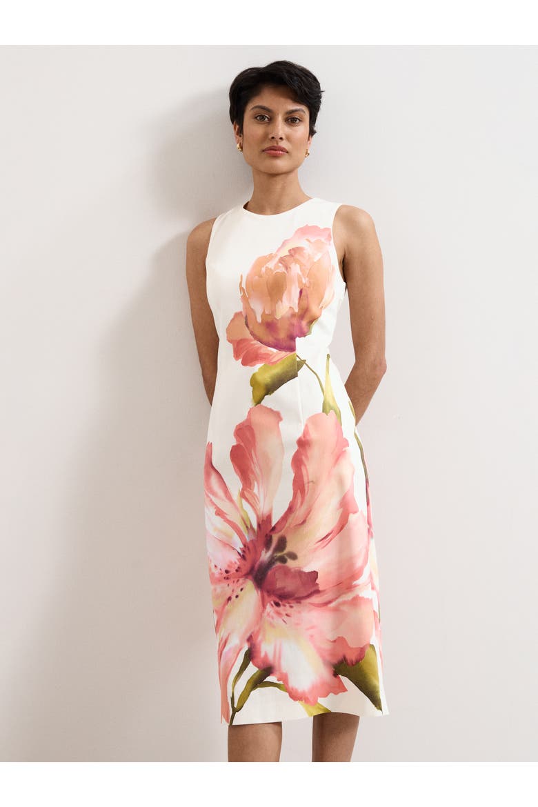 Nadina Floral Dress, Main, color, Cream
