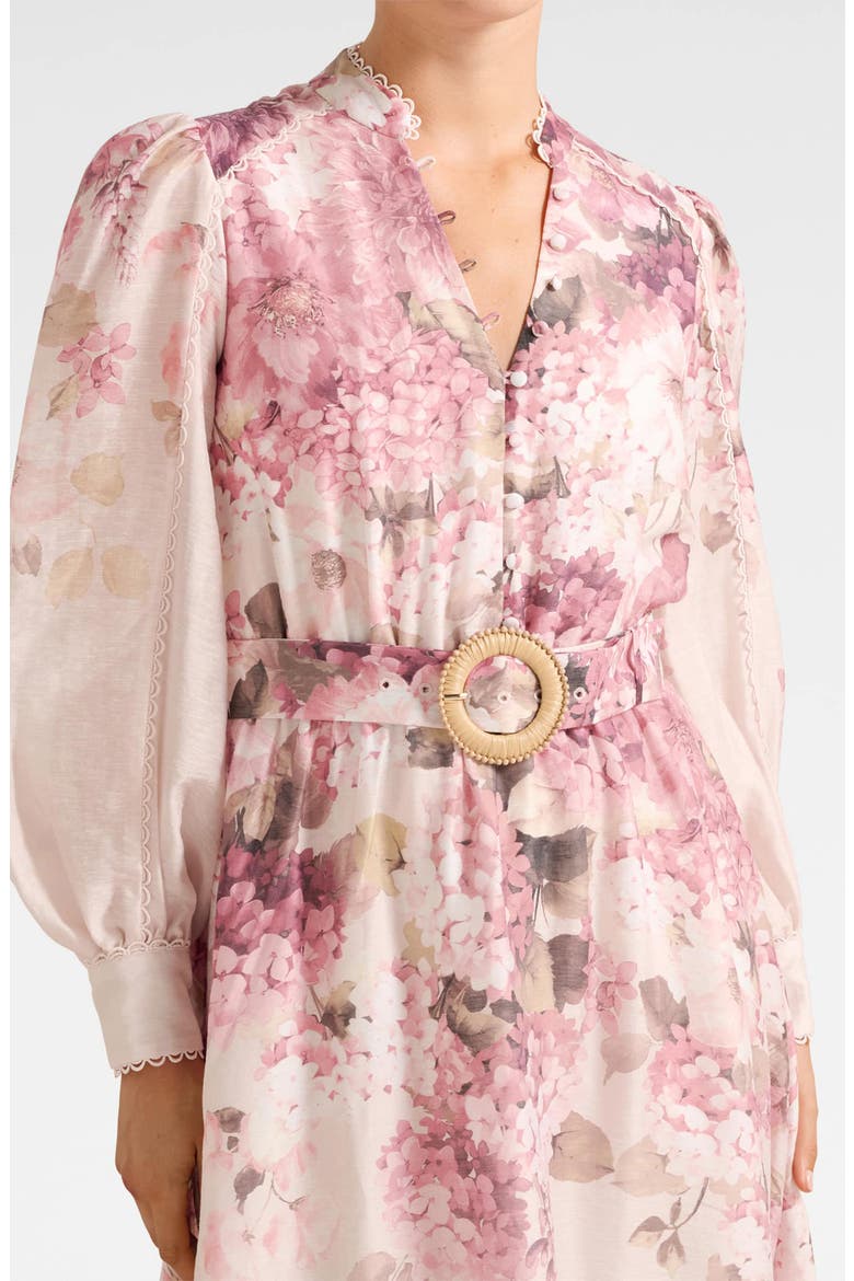 Peyton Belted Long Sleeve Button Front Maxi Dress, Alternate, color, CREAM ADELA FLORAL