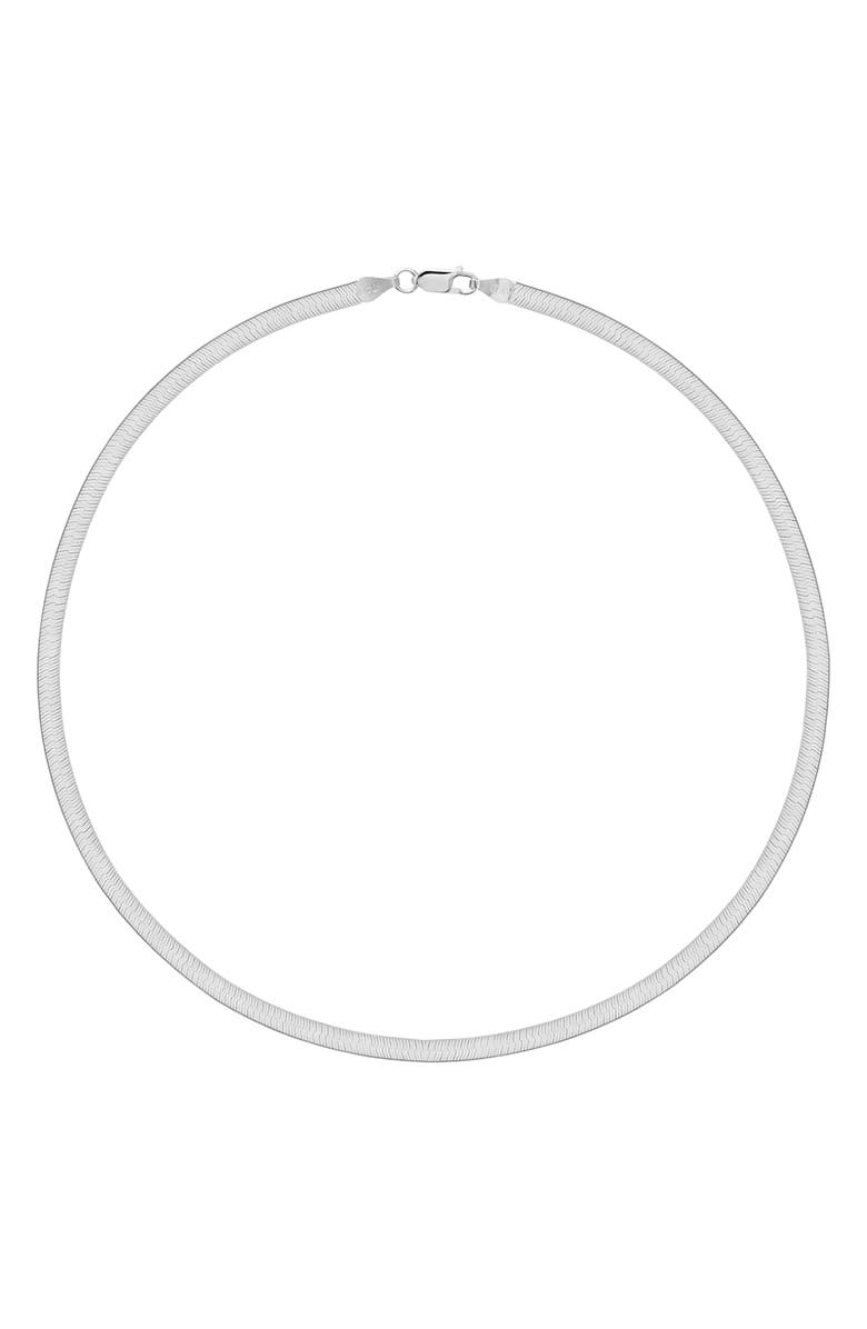 GABI RIELLE Sterling Silver Herringbone Chain Necklace, Main, color,