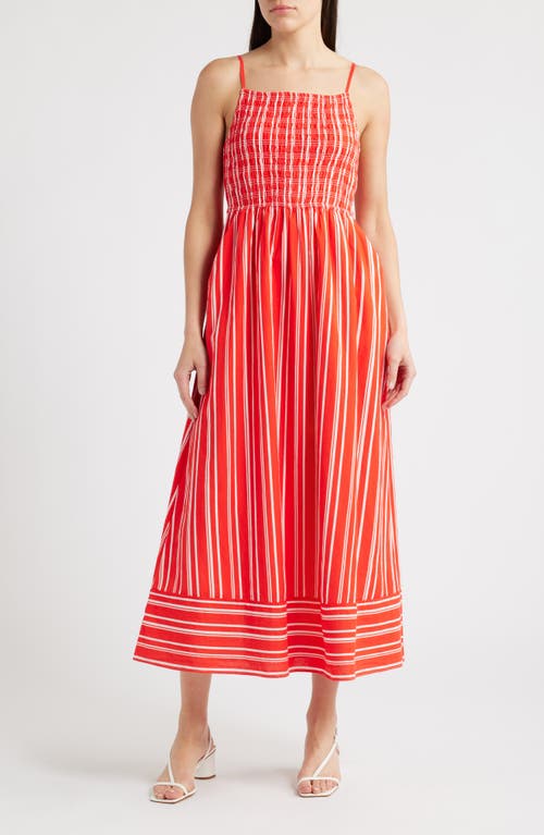 Cleobella Lacey Smocked Sleeveless Cotton & Linen Maxi Dress