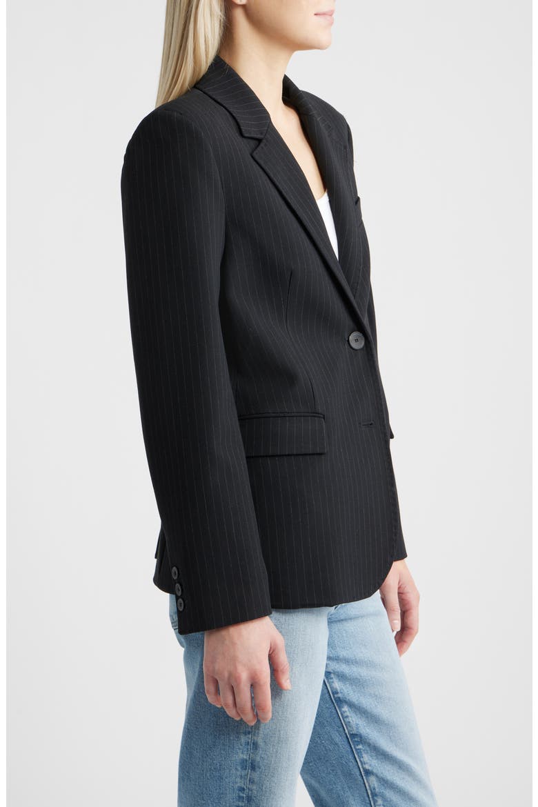 Pinstripe Straight Fit Suit Blazer, Alternate, color, DARK NAVY