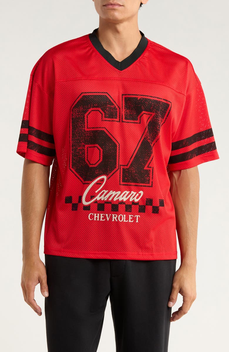 Goodie Two Sleeves Camaro 67 V-Neck T-Shirt, Main, color, Adrenaline Rush / Black