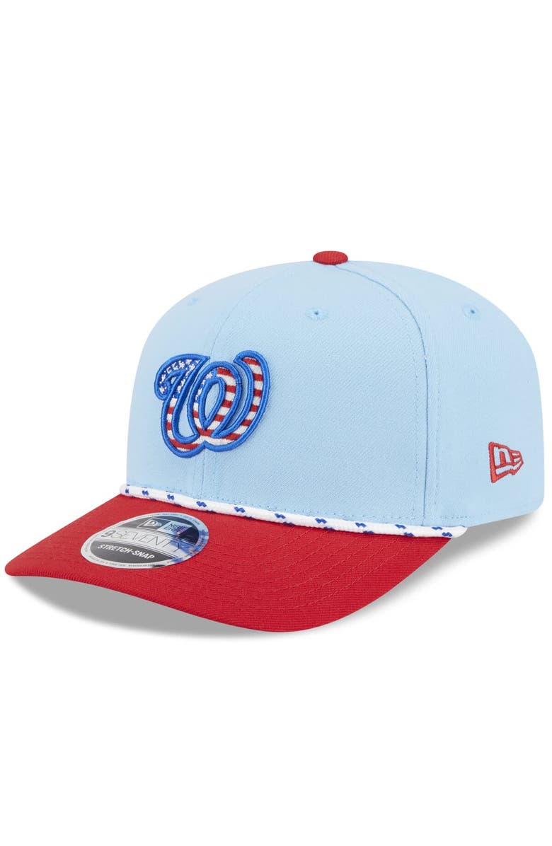 New Era Men's New Era Light Blue/Red Washington Nationals 2025 Fourth of July 9SEVENTY Adjustable Hat, Main, color, 