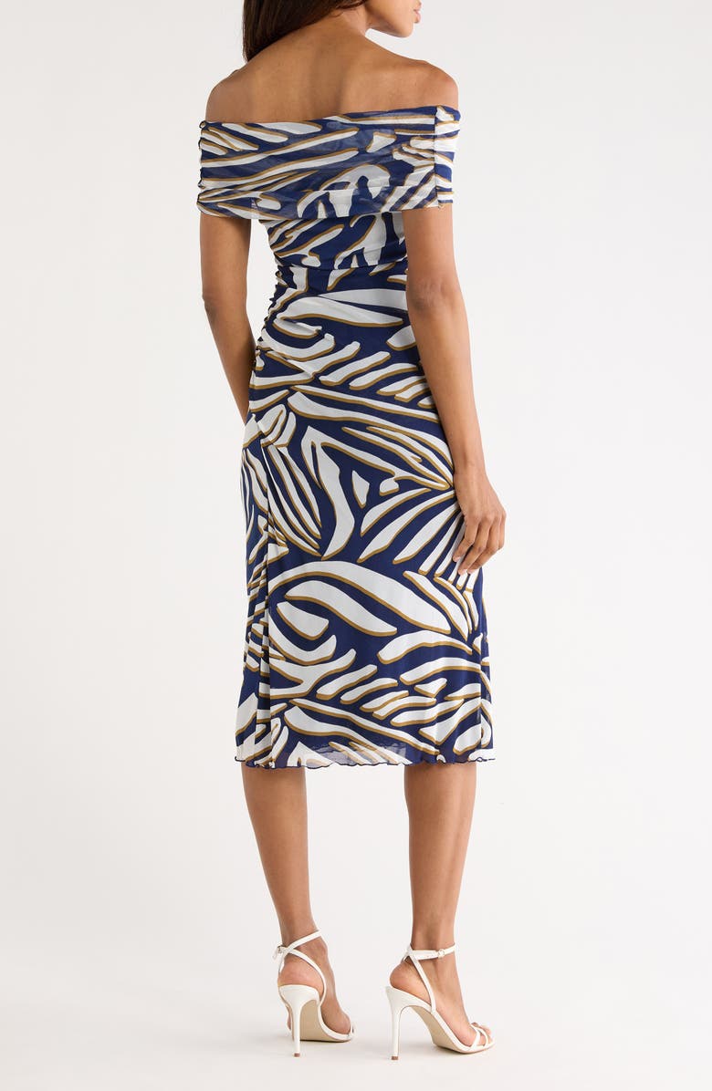 Diane von Furstenberg Lovinia Cap Sleeve Body-Con Dress, Alternate, color, Savanna Shadow Navy