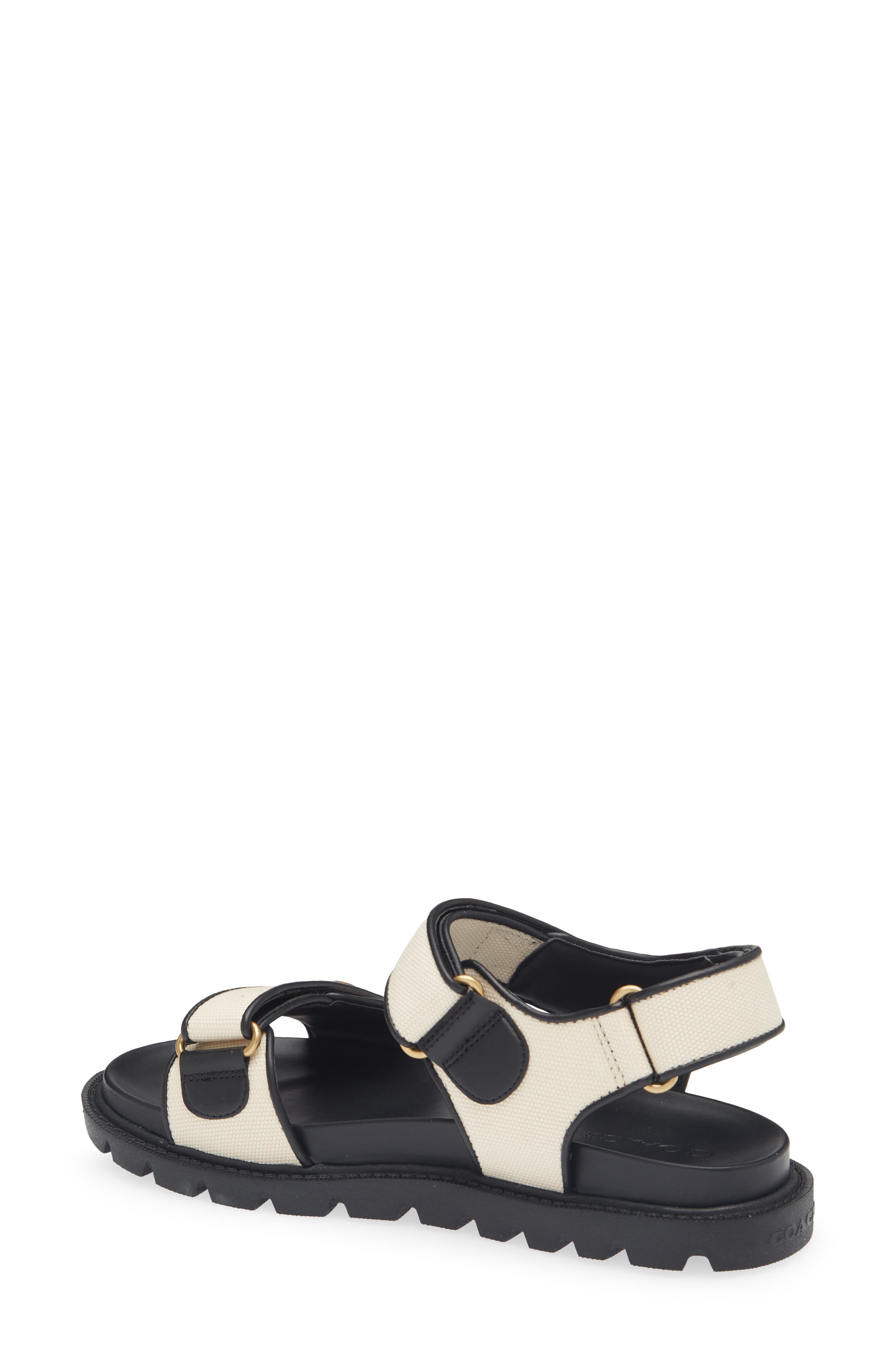 COACH Brynn Sandal, Alternate, color, Chalk/ Black