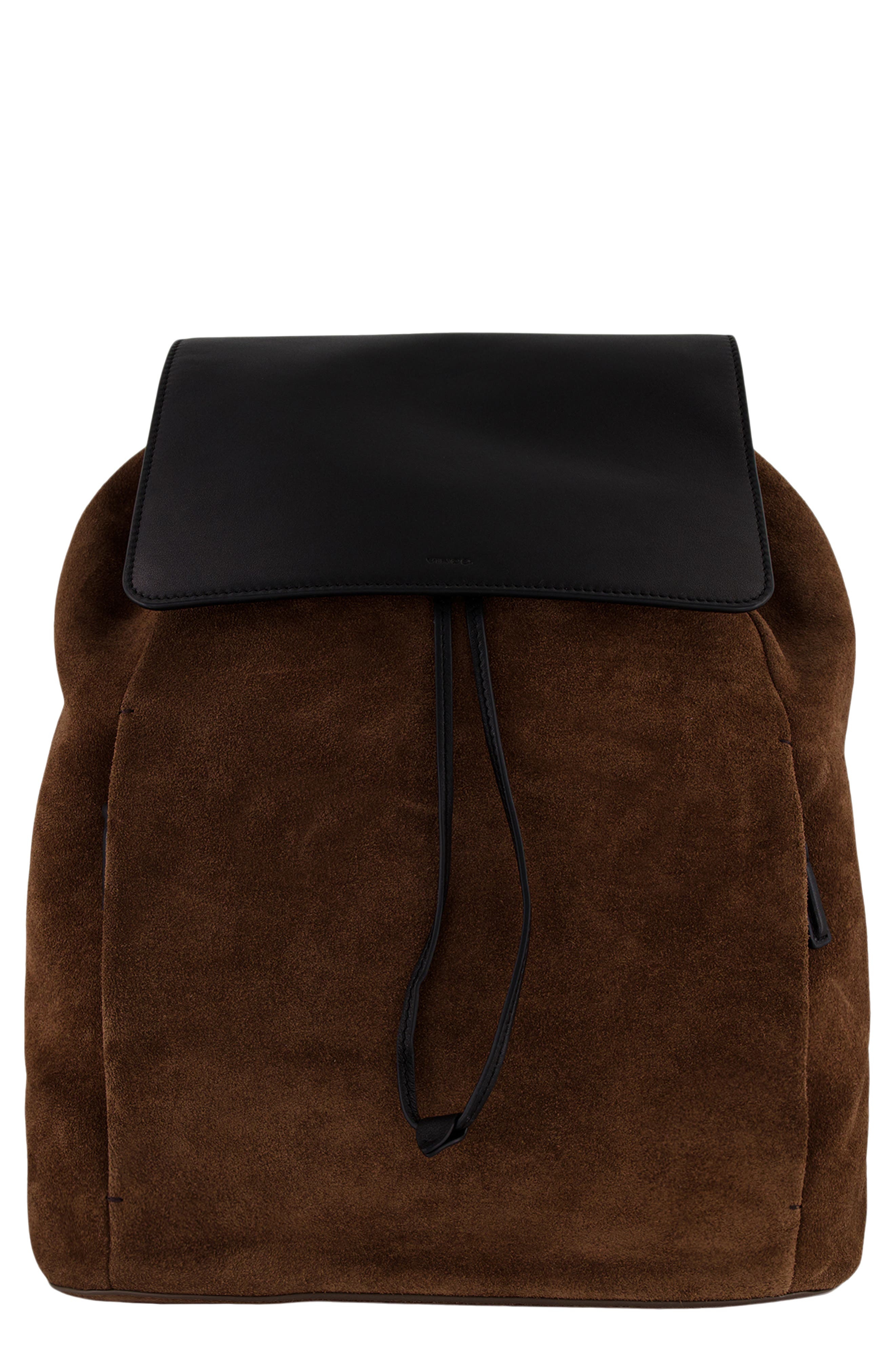 Vince Drayton Suede Flap Backpack, Main, color, Chocolate