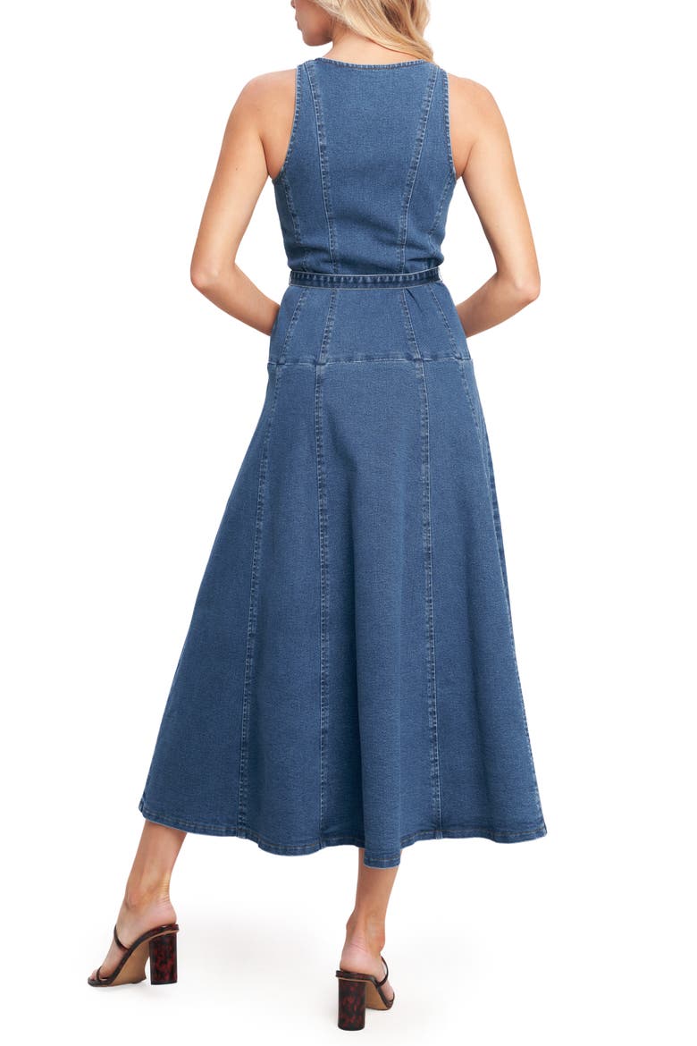 Belted Denim Midi Dress, Alternate, color, MEDIUM INDIGO