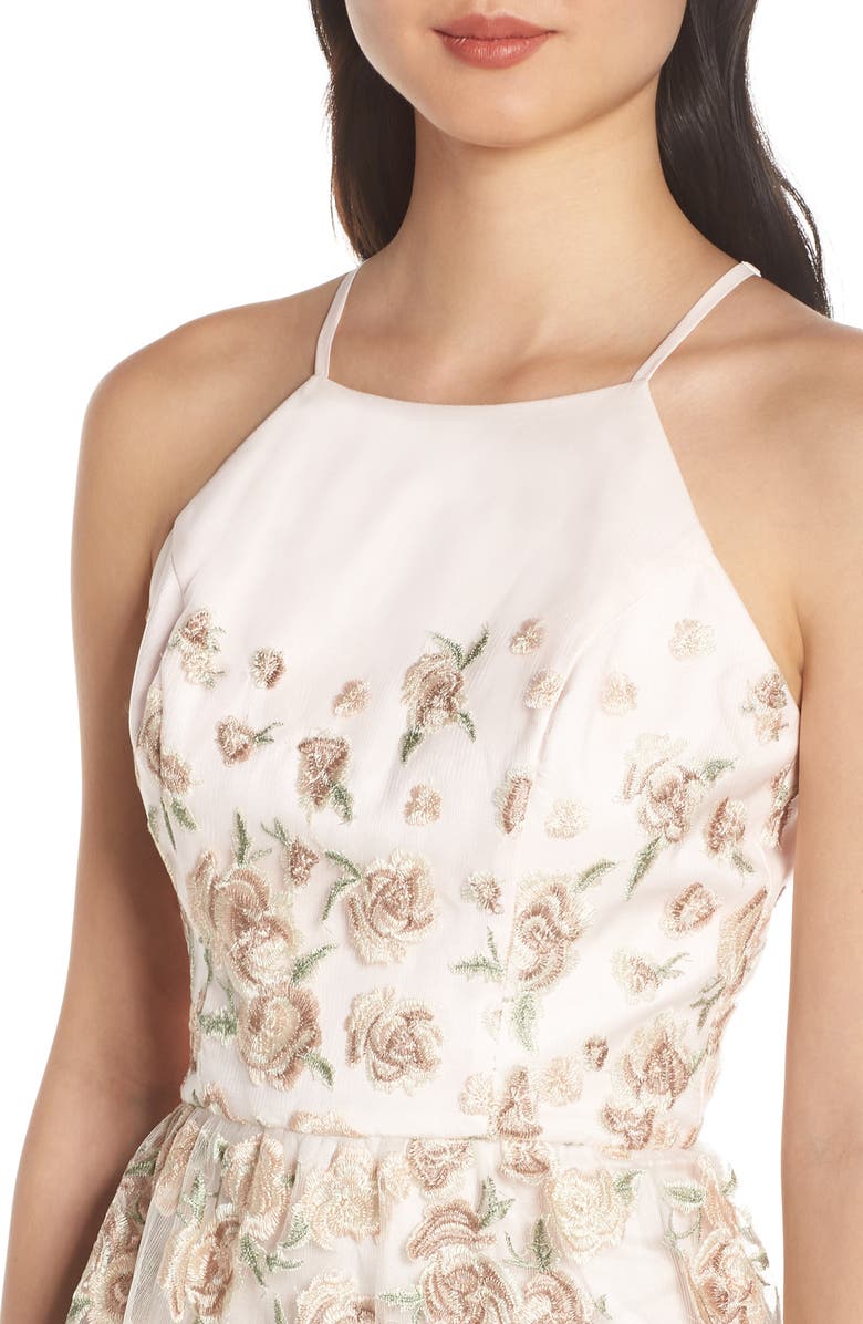 Chi Chi London Madelyn Embroidered Mesh Column Gown, Alternate, color, 