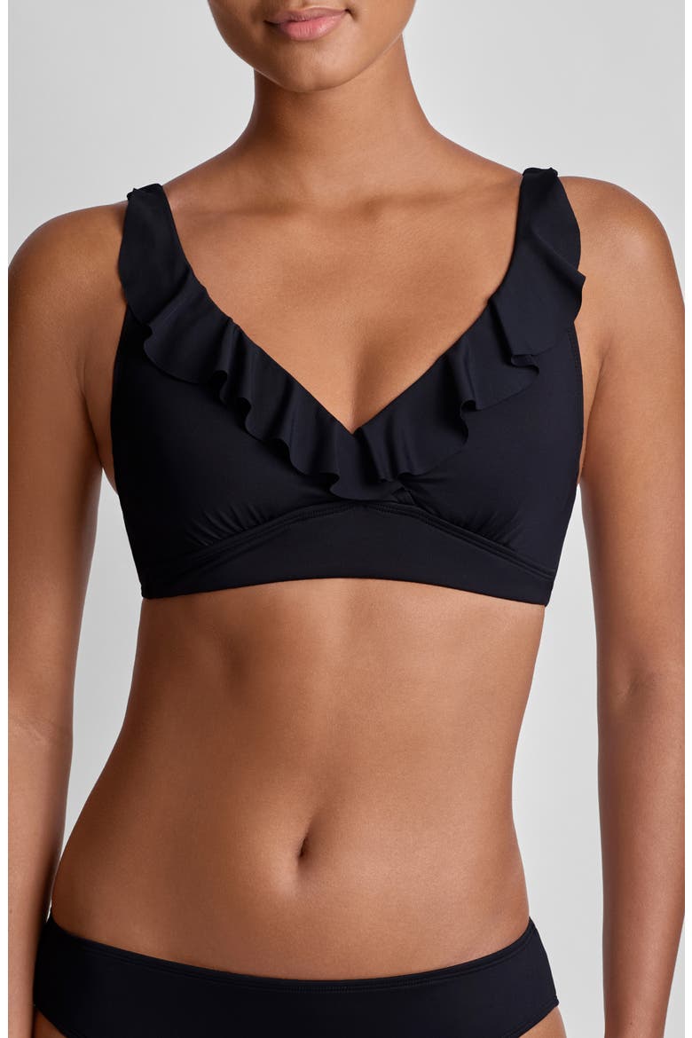 Ruffle Underwire Bikini Top, Main, color, BLACK