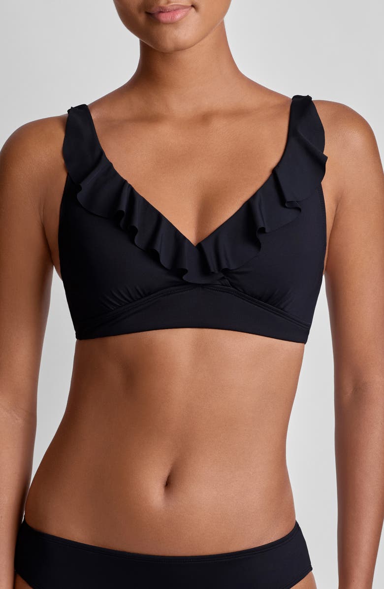 Lauren Ralph Lauren Ruffle Underwire Bikini Top, Main, color, Black