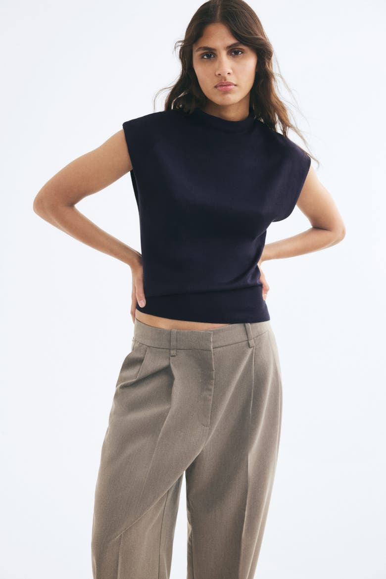 Mock Turtleneck Sweater Vest, Main, color, Navy blue