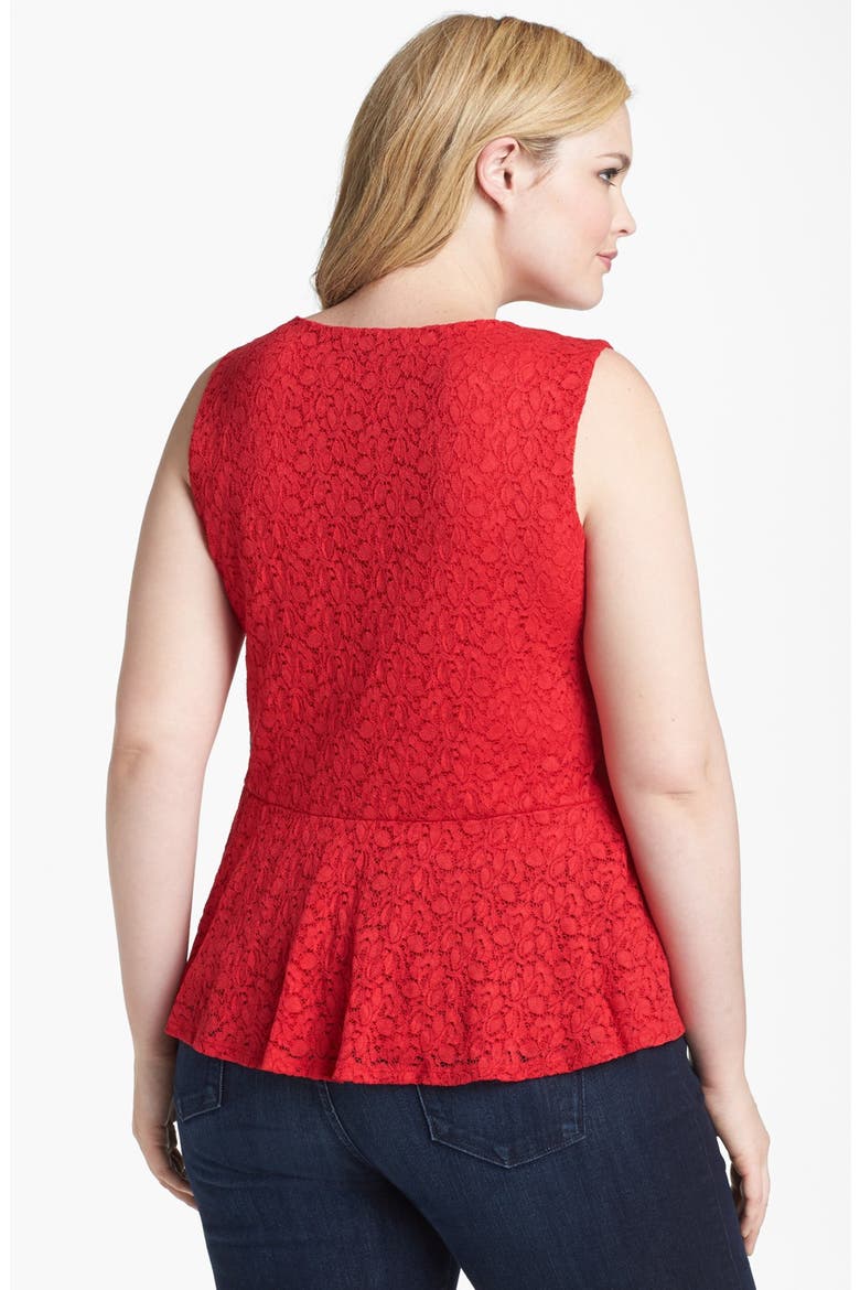 Lace Peplum Top, Alternate, color, CHERRY