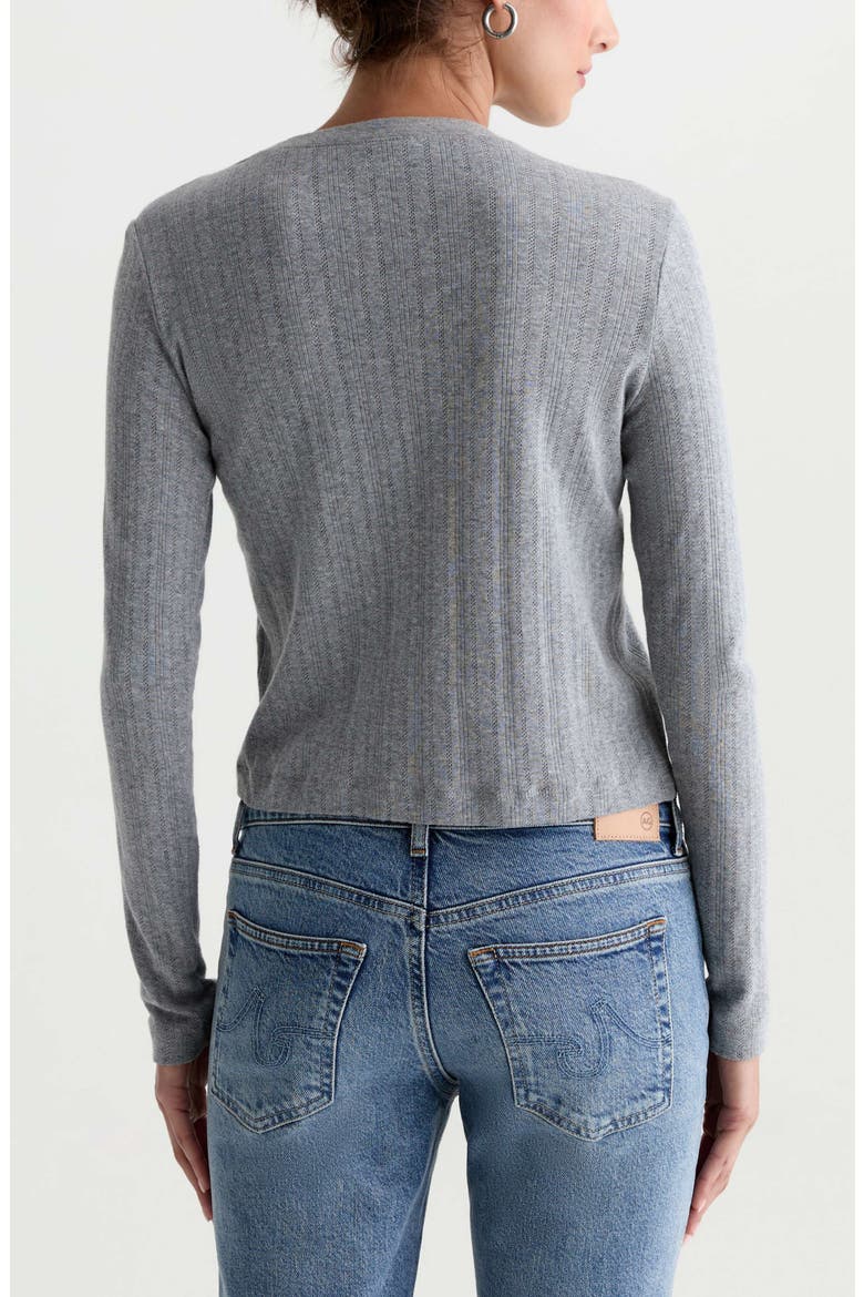 Edden Cotton Pointelle Cardigan, Alternate, color, HEATHER GREY