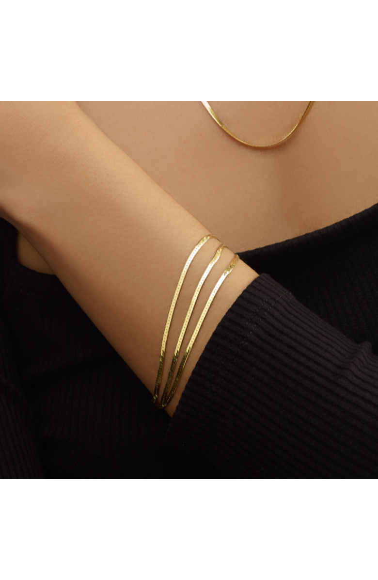 The Lovery Fine Jewelry Triple Strand Herringbone Bracelet, Alternate, color, Yellow Gold