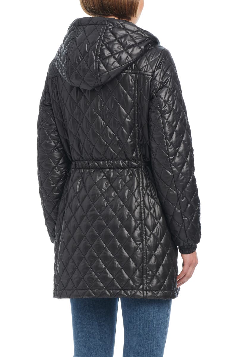 Kate Spade New York water resistant diamond quilted jacket, Alternate, color, Black