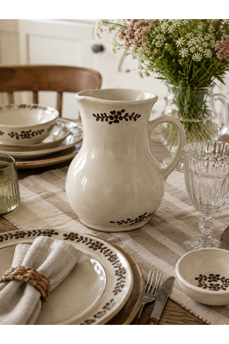 Hand Painted Margot Pitcher, Alternate, color, Beige