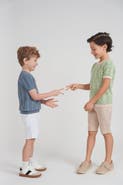 Hopscotch Boys Plaid Knit Short Sleeve Top - Lime