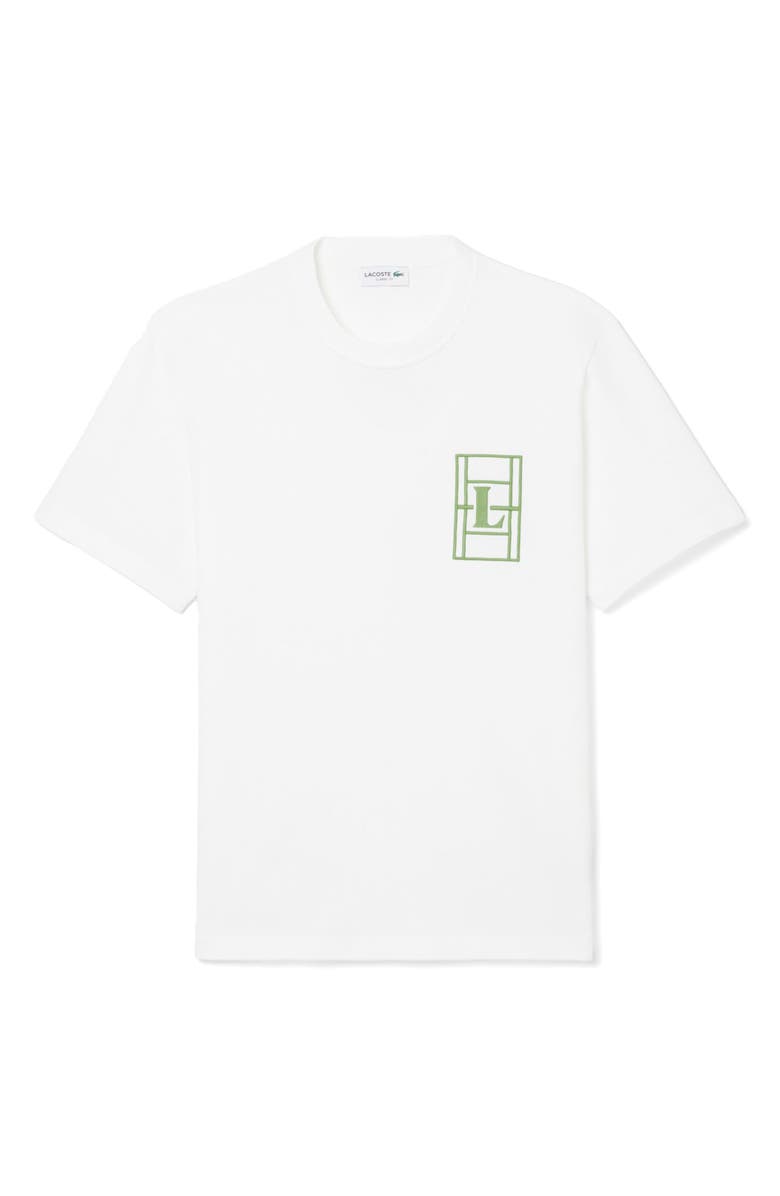Lacoste Embroidered Court Logo Cotton T-Shirt, Main, color, White