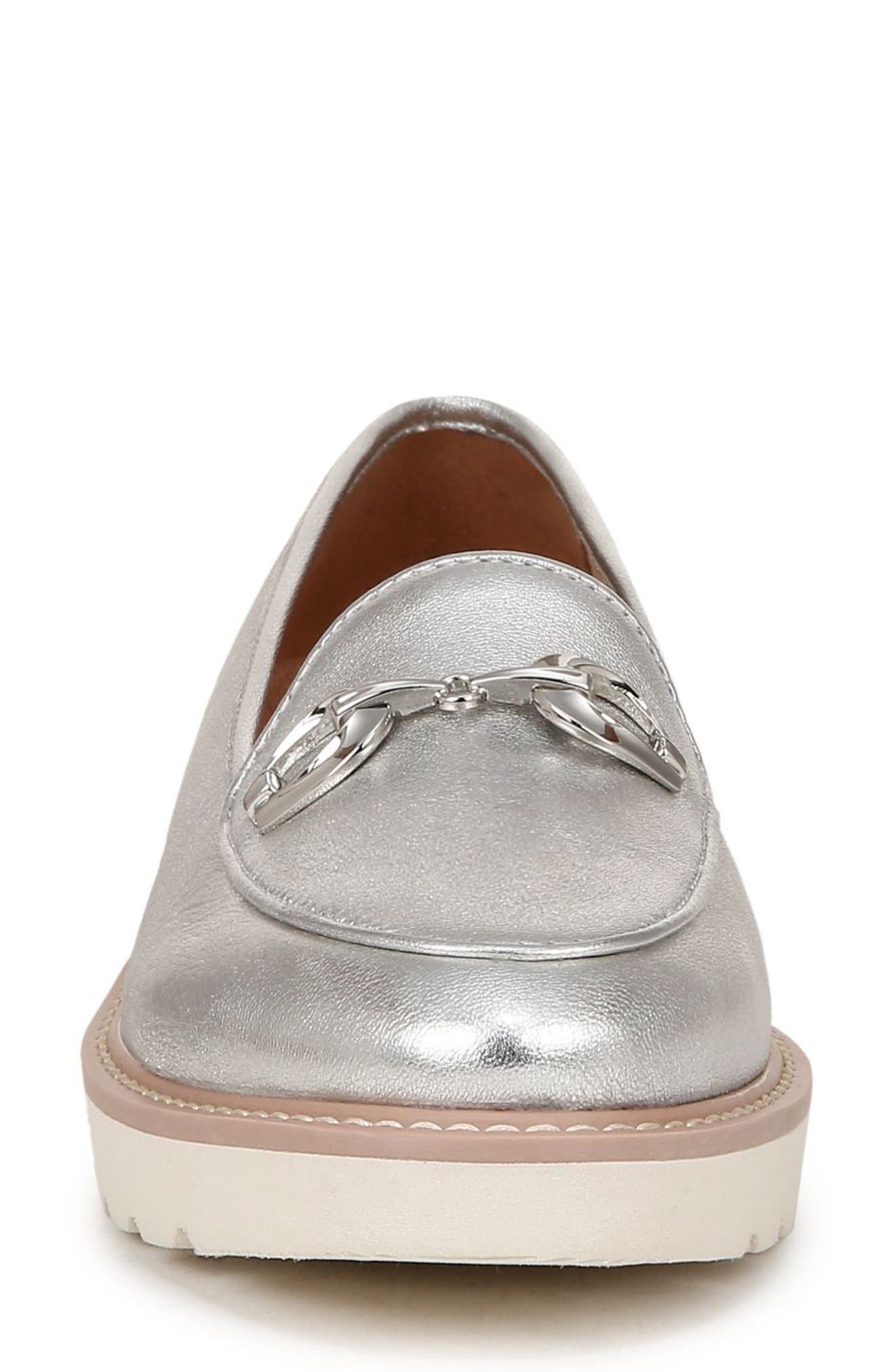 Naturalizer Adiline Bit Platform Loafer, Alternate, color, Silver Leather