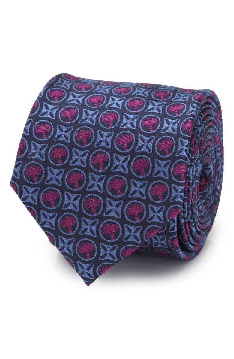 Cufflinks, Inc. x Marvel Thor Hammer Neat Silk Tie, Alternate, color, Blue