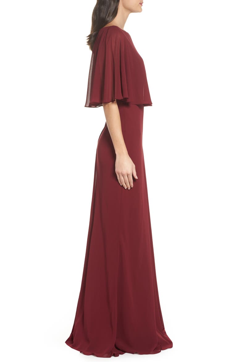Popover Chiffon Gown, Alternate, color, GARNET