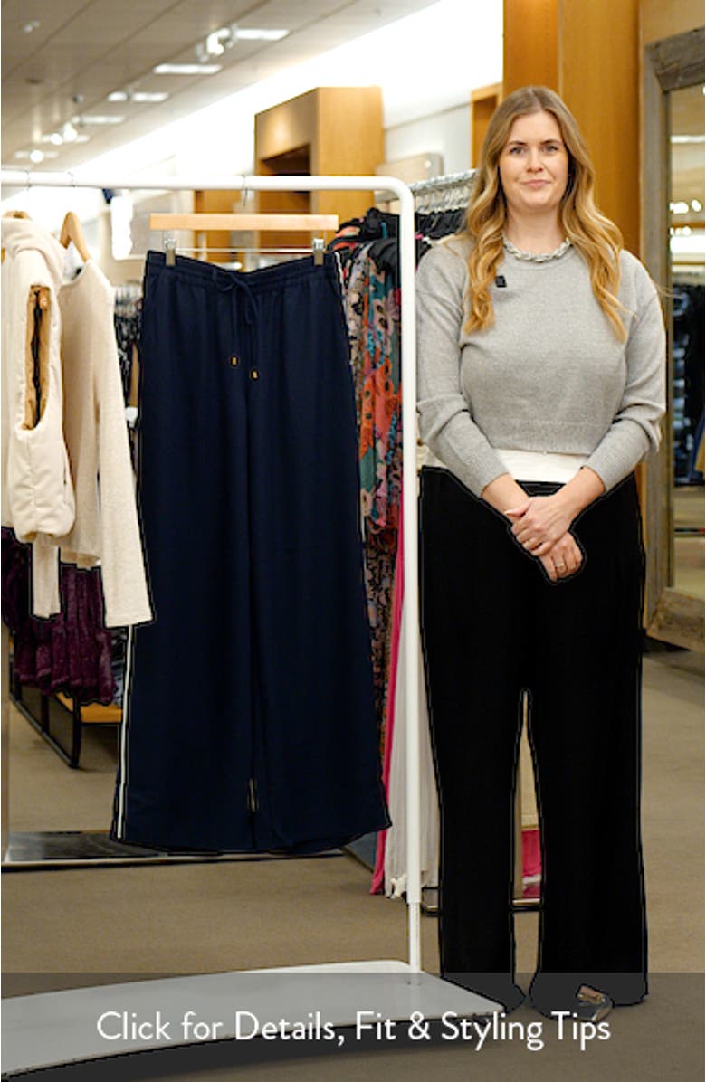 Side Stripe Georgette Wide Leg Pants, sales video thumbnail