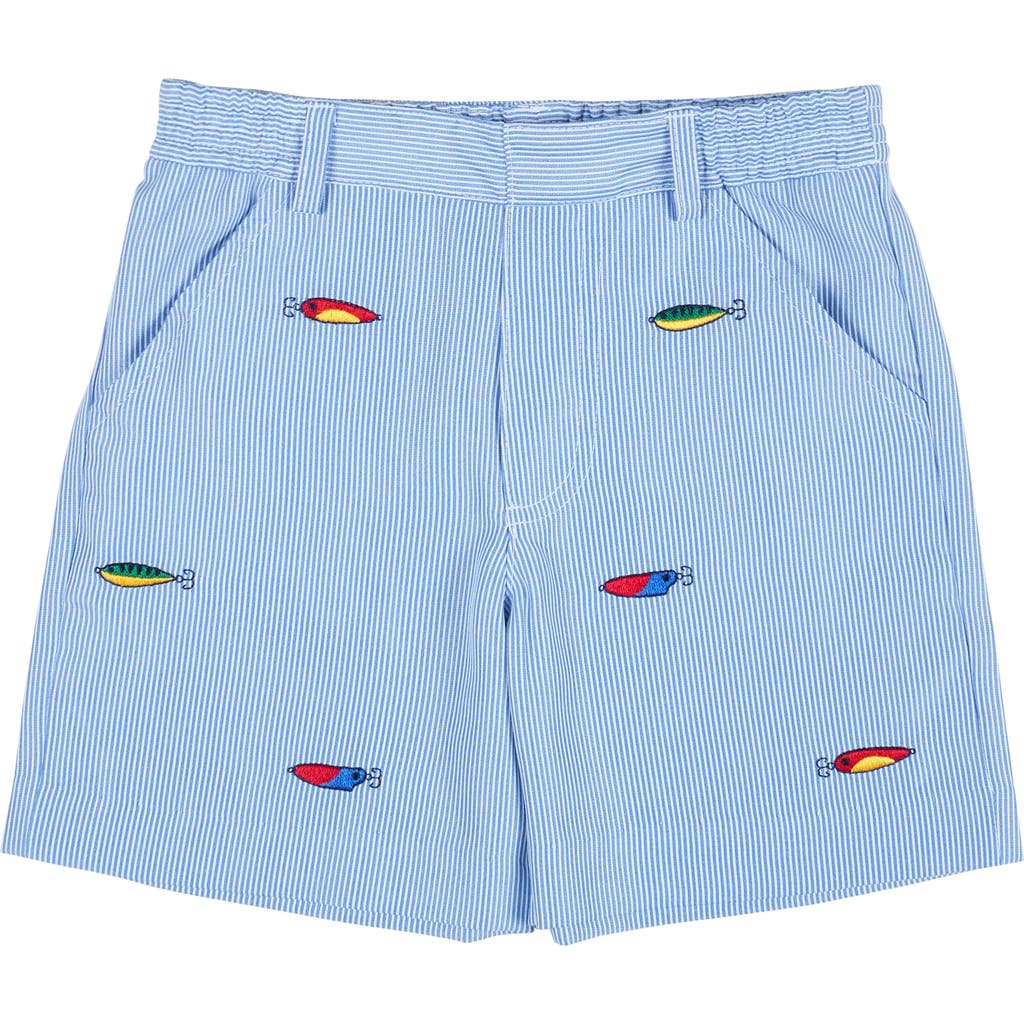 Florence Eiseman Kids' Jr. Cord Short With Embroidered Fishing Lures In Blue
