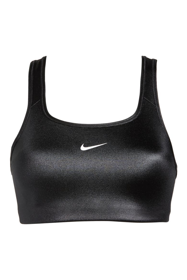 Dri-FIT Medium Support Swoosh Sports Bra, Alternate, color, BLACK/ WHITE