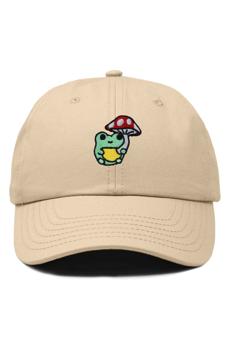 Mushroom Frog Embroidered Hat, Main, color, Khaki