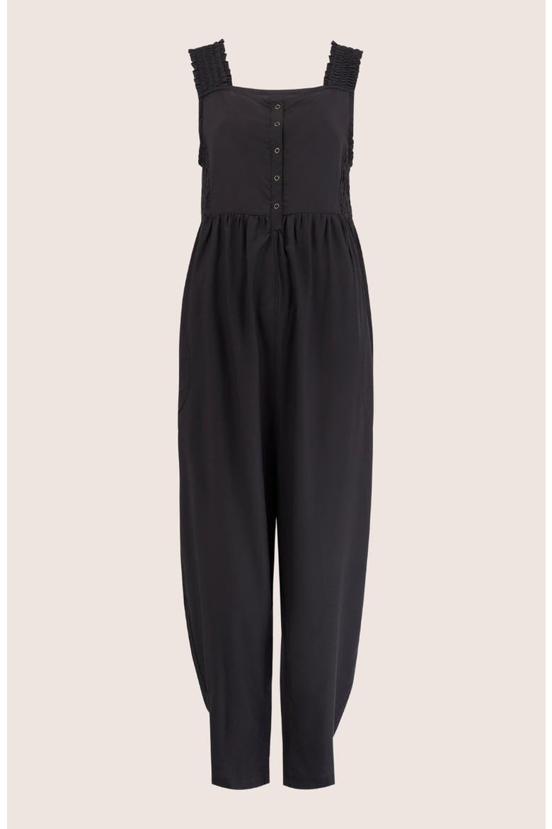 Smocking Strap Jumpsuit, Alternate, color, Black