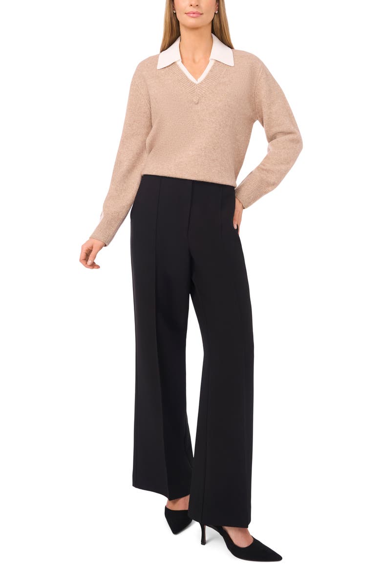 Contrast Collar Twofer Sweater, Alternate, color, SIMPLY TAUPE