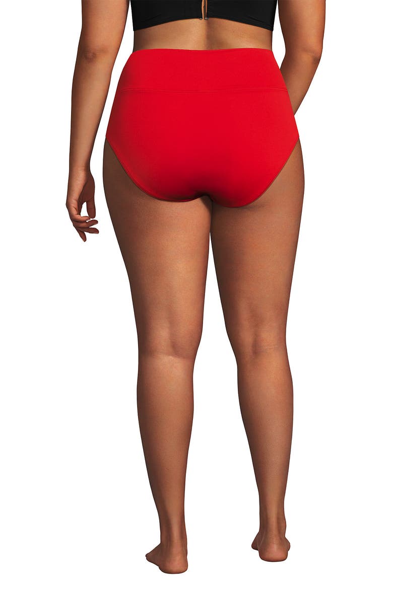 Plus Size Pinchless High Waisted Bikini Bottoms, Alternate, color, Daylily Red