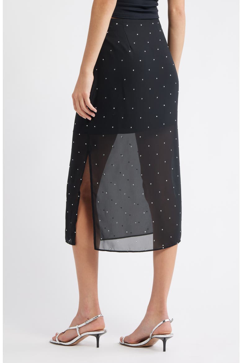 Embellished Chiffon Midi Skirt, Alternate, color, BLACK