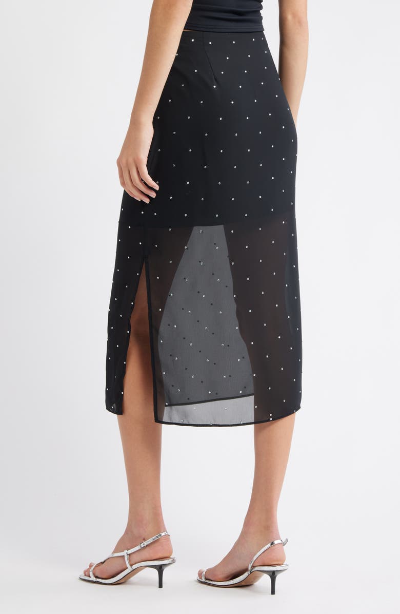 Open Edit Embellished Chiffon Midi Skirt, Alternate, color, Black