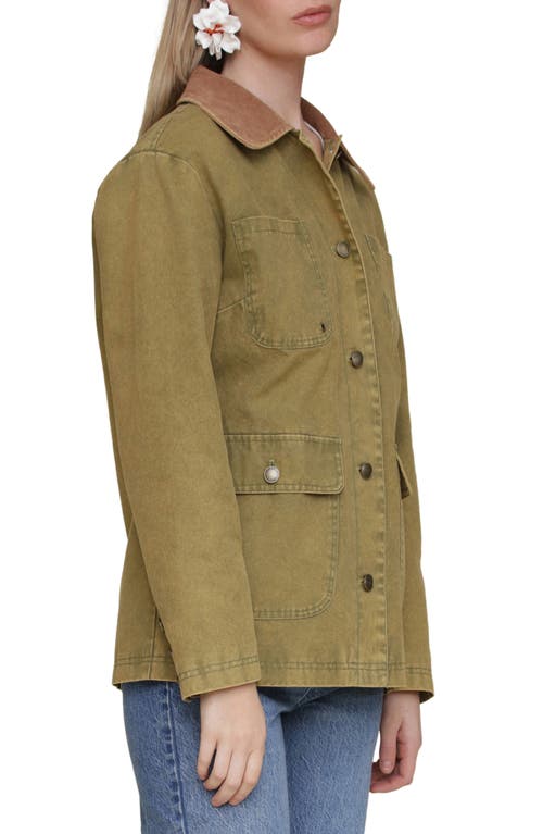 Avec Les Filles Contrast Collar Barn Jacket In Jungle