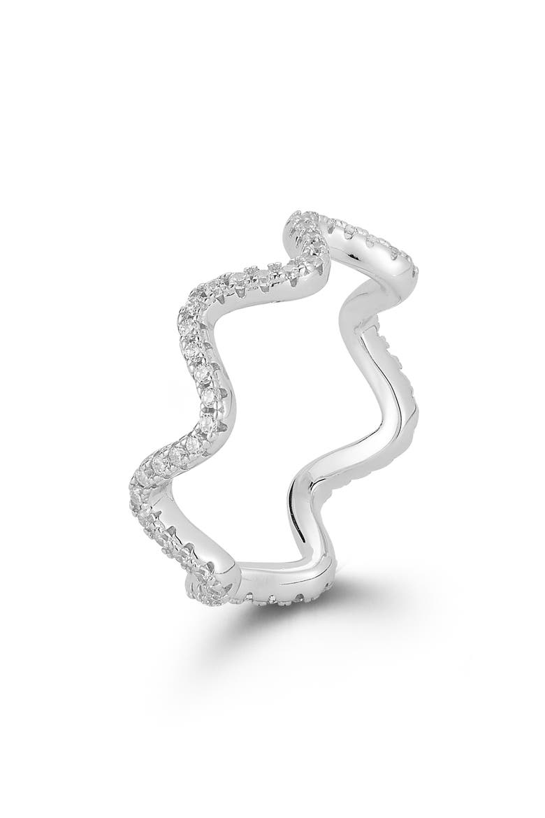 Wave Cubic Zirconia Band Ring, Alternate, color, SILVER