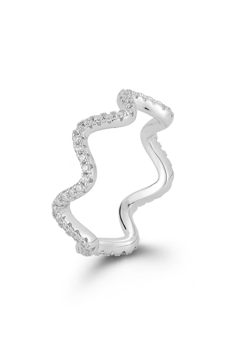 GLAZE JEWELRY Wave Cubic Zirconia Band Ring, Alternate, color, Silver