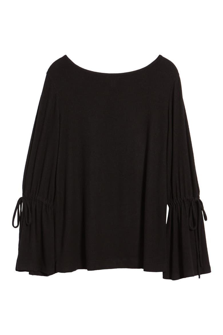 Cozy Bell Sleeve Top, Alternate, color, BLACK