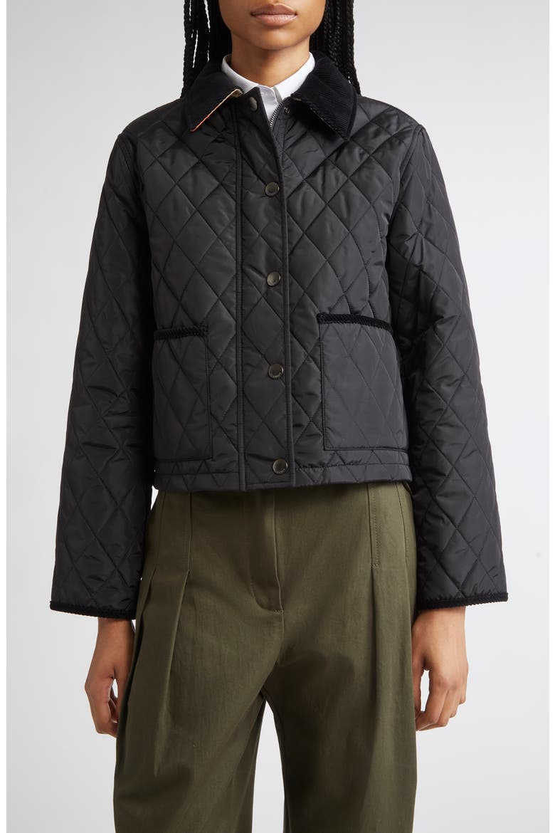 Oldham Quilted Nylon Crop Jacket, Main, color, BLACK/ SAND IP CHECK