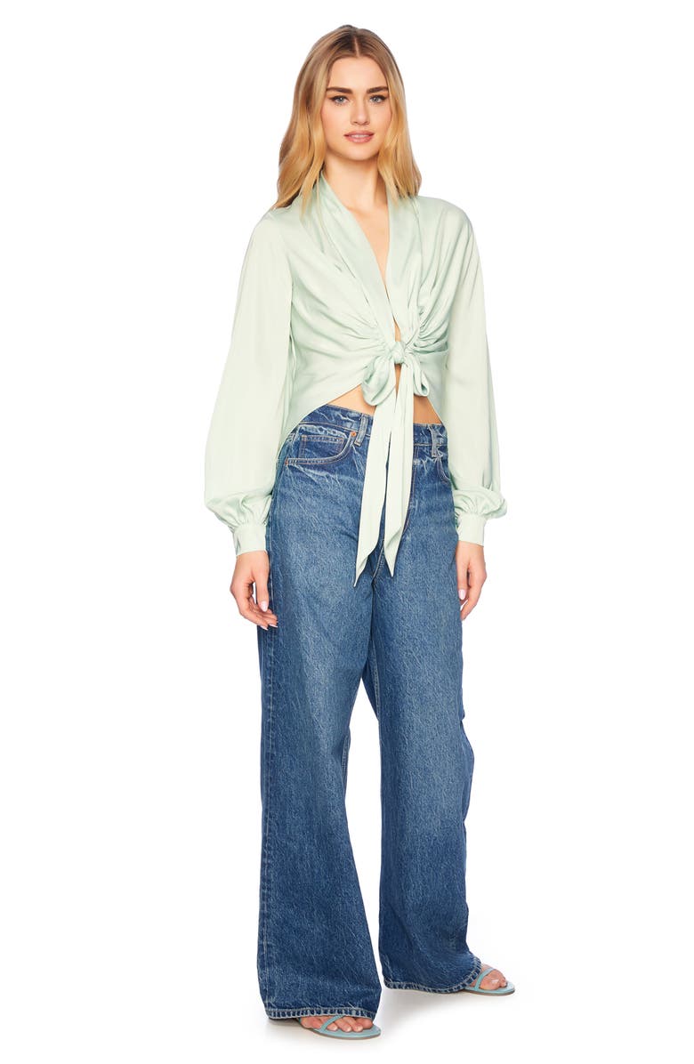 Susana Monaco Tie Hem Matte Satin Top, Alternate, color,