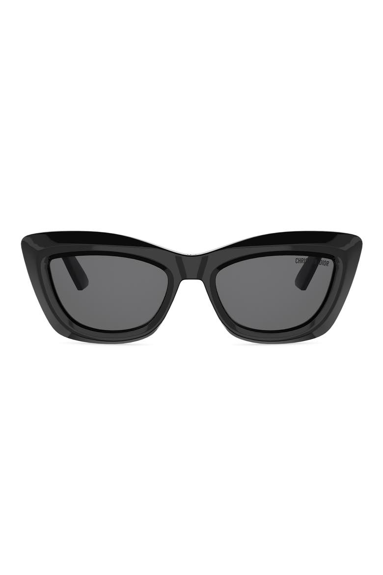 'DiorMidnight B3I 54mm Cat Eye Sunglasses, Main, color, SHINY BLACK / SMOKE