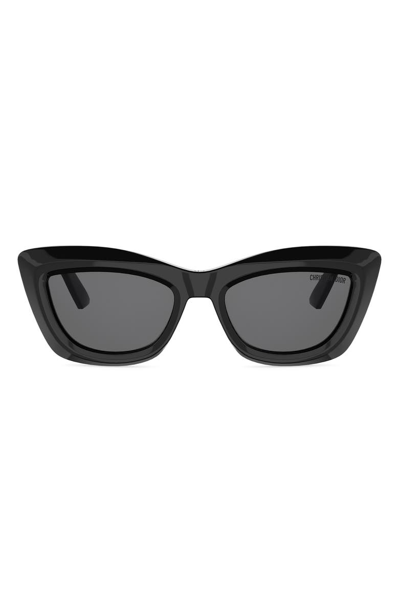 DIOR Midnight B3I 54mm Cat Eye Sunglasses, Main, color, Shiny Black / Smoke