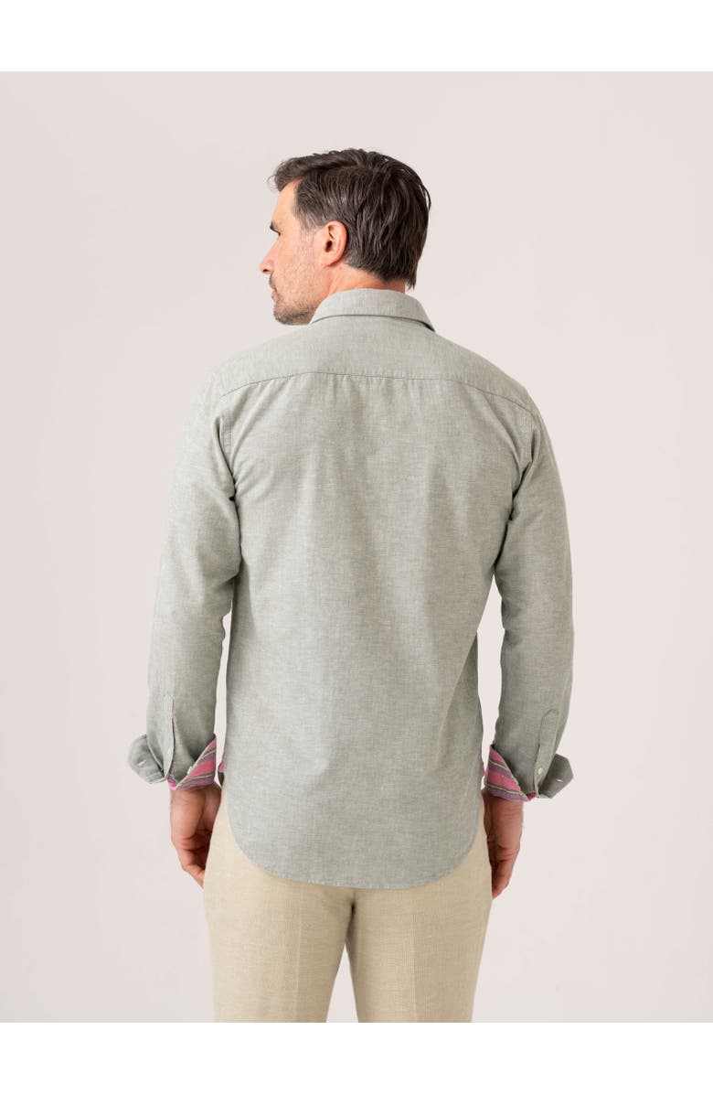 Koy Clothing Cotton Linen Long Sleeve Shirt, Alternate, color, Crocodile Green