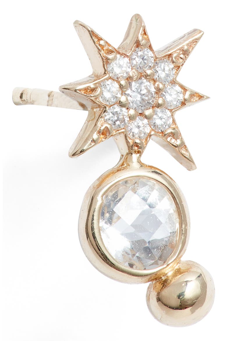 North Star Single Diamond Drop Earring, Alternate, color, WHITE GOLD