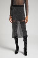 GESTUZ Yadegz Crystal Embellished Mesh Midi Skirt