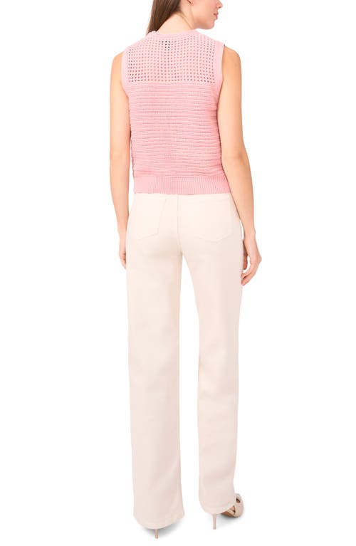 Halogenr Halogen(r) Open Stitch Sleeveless Cotton Side Button Sweater In Bridal Rose