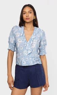 Generation Love Lulu Floral Voile Cascade Blouse