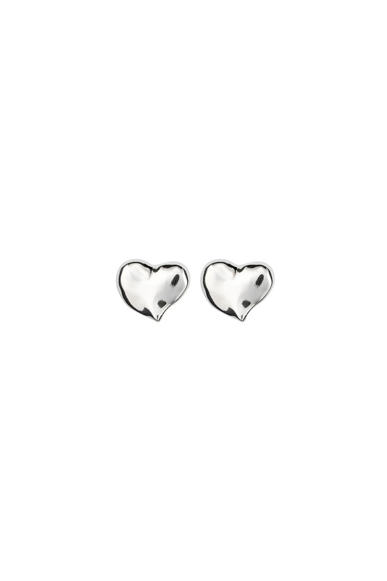 Heartbeat Midi Studs, Main, color, Silver